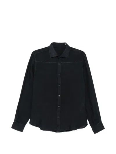 120% Lino Long-sleeve Button-up Shirt In Blue
