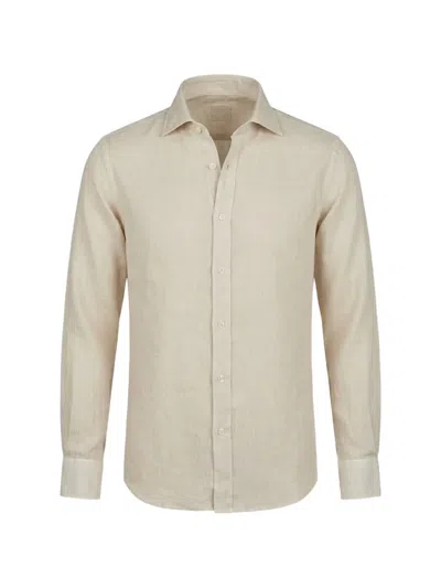 120% Lino Long-sleeve Linen Shirt In Neutral