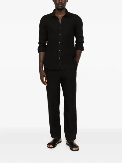 120% Lino Long-sleeve Shirt In Black