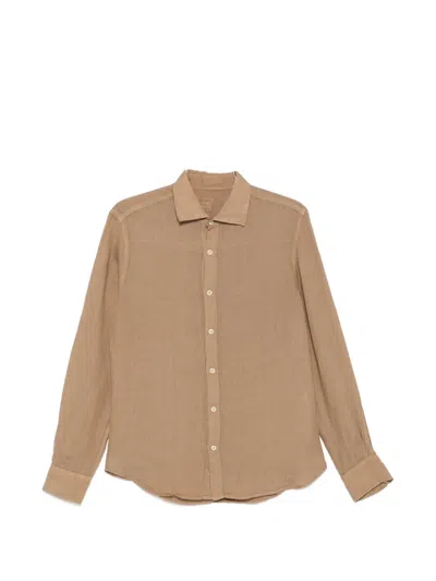 120% Lino Long-sleeve Shirt In Brown