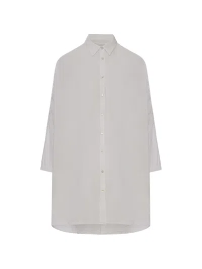 120% Lino Long-sleeve Linen Shirt In White
