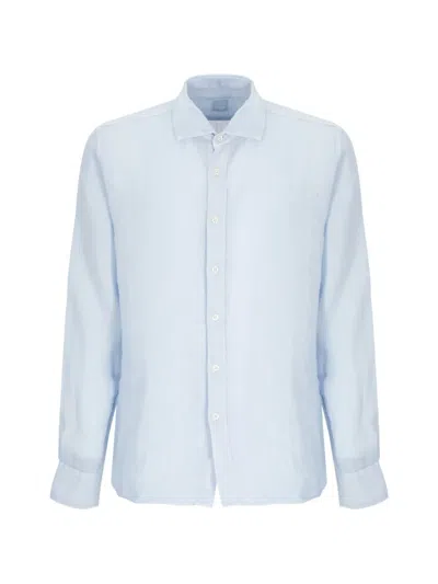 120% Lino Long-sleeved Shirt In Blue