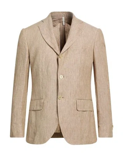 120% Lino Man Blazer Beige Size 46 Linen In Brown
