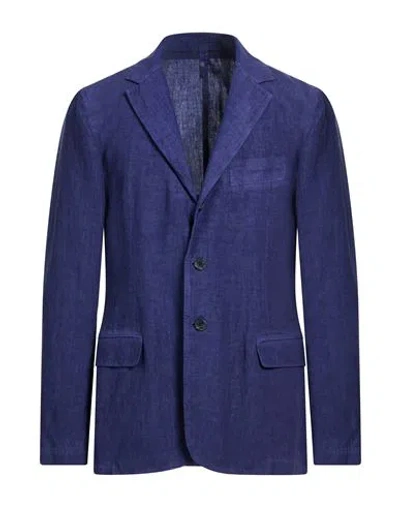 120% Lino Man Blazer Blue Size 3xl Linen