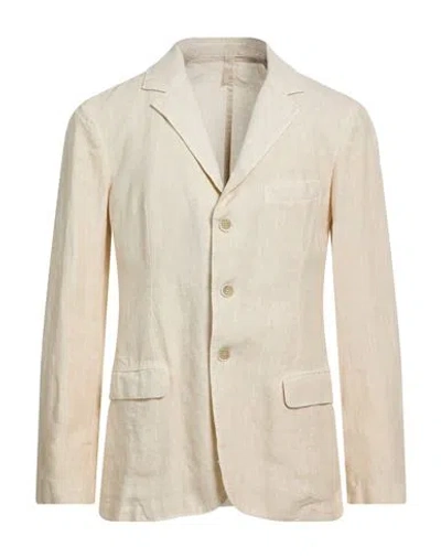 120% Lino Man Blazer Cream Size 3xl Linen In White