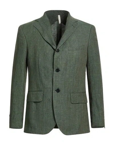 120% Lino Man Blazer Dark Green Size 44 Linen