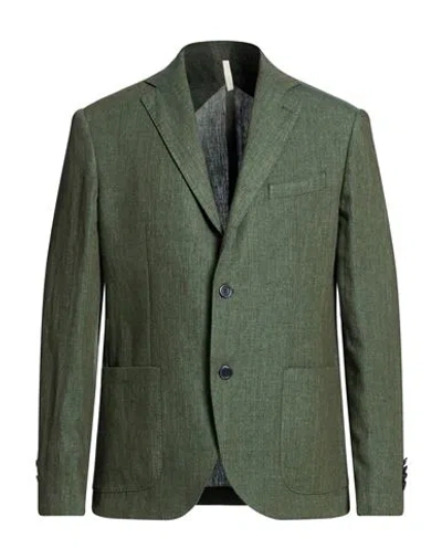 120% Lino Man Blazer Emerald Green Size 40 Linen