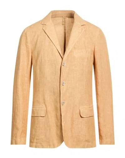 120% Lino Man Blazer Mustard Size 3xl Linen In Yellow