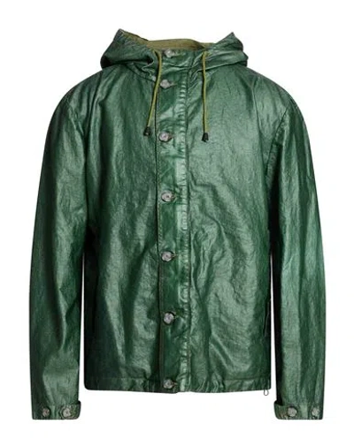 120% Lino Man Jacket Emerald Green Size L Linen, Polyurethane