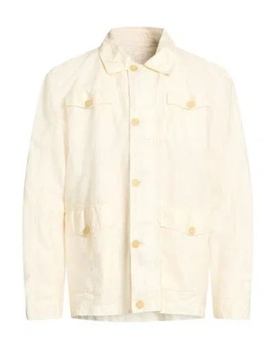 120% Lino Man Jacket Ivory Size L Linen, Polyurethane In White
