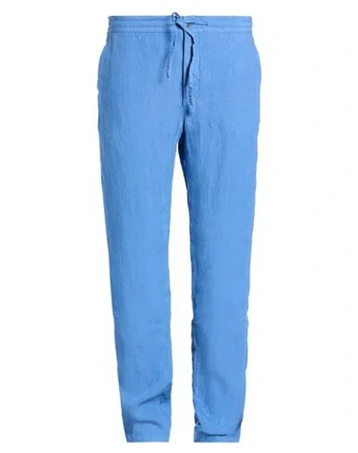 120% Lino Man Pants Azure Size 42 Linen In Blue