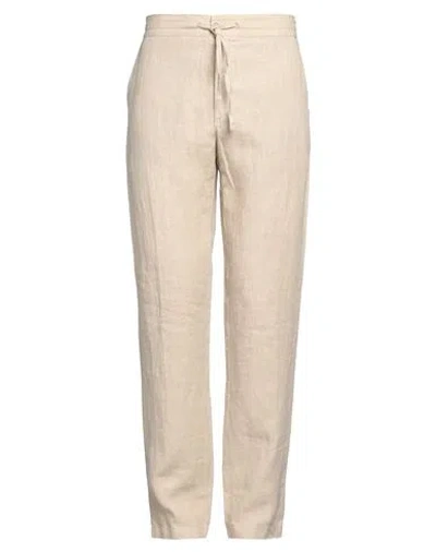 120% Lino Man Pants Beige Size 36 Linen In Beige