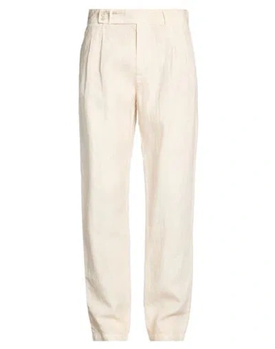 120% Lino Man Pants Beige Size 38 Linen In Metallic
