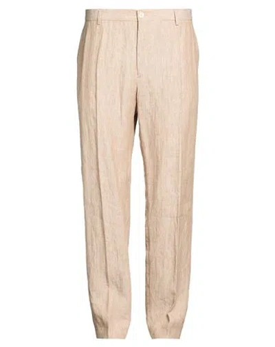 120% Lino Man Pants Beige Size 42 Linen In Pink