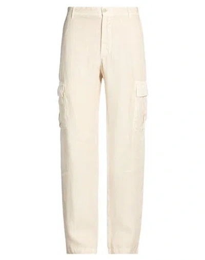 120% Lino Man Pants Beige Size 42 Linen In White