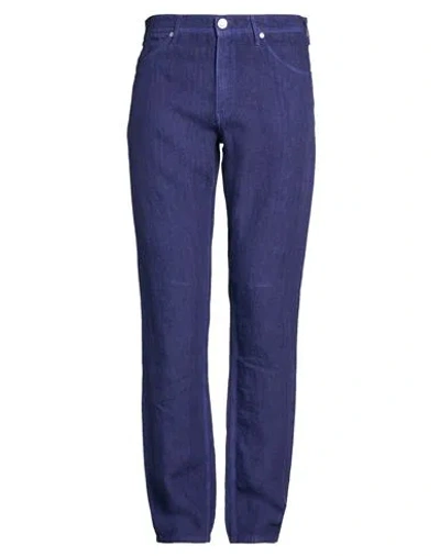 120% Lino Man Pants Blue Size 32 Linen