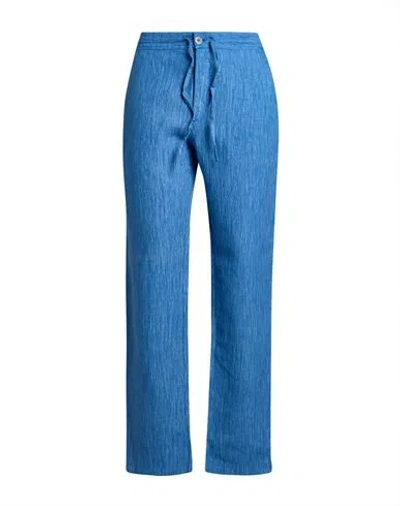 120% Lino Man Pants Blue Size 32 Linen