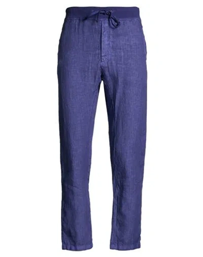 120% Lino Man Pants Blue Size 40 Linen