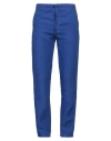 120% Lino Man Pants Bright Blue Size 30 Linen