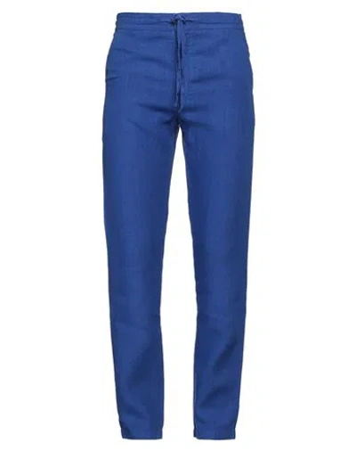 120% Lino Man Pants Bright Blue Size 30 Linen