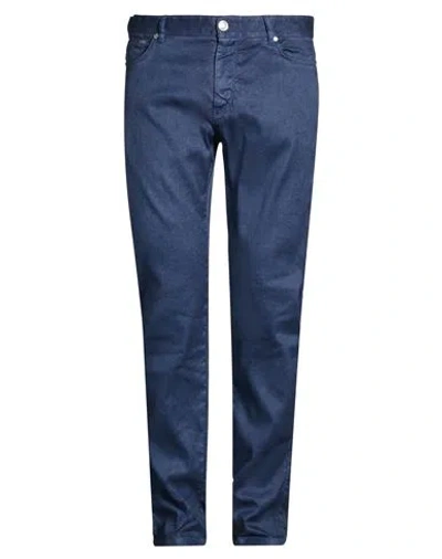 120% Lino Man Pants Bright Blue Size 36 Linen