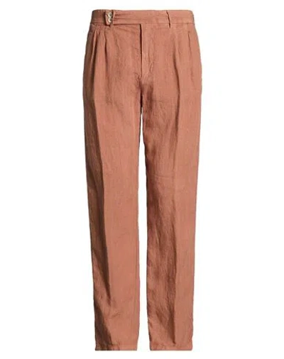 120% Lino Man Pants Brown Size 34 Linen
