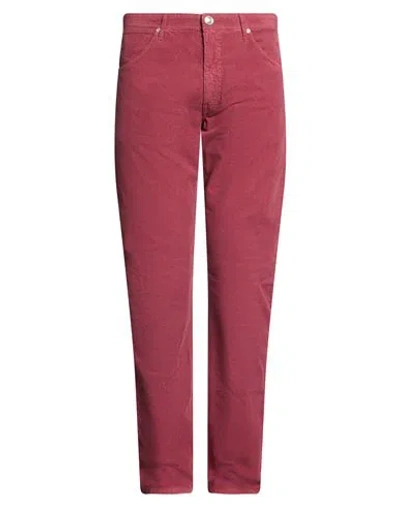 120% Lino Man Pants Burgundy Size 36 Cotton, Elastane
