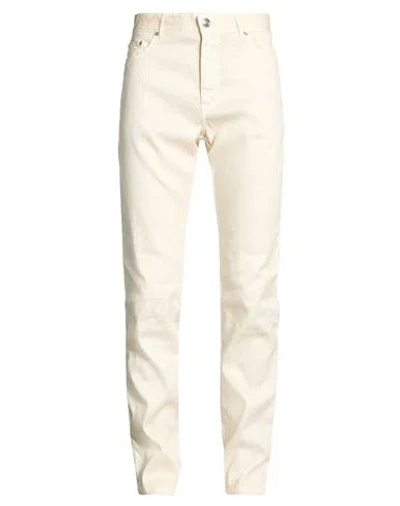 120% Lino Man Pants Cream Size 33 Linen, Cotton, Elastane In Metallic