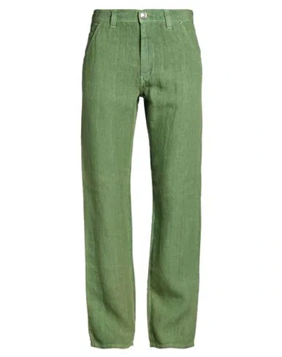 120% Lino Man Pants Green Size 32 Linen