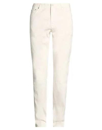 120% Lino Man Pants Ivory Size 34 Linen, Cotton, Elastane In Neutral
