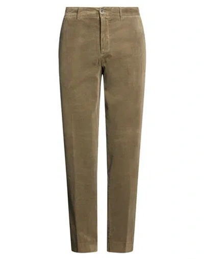120% Lino Man Pants Khaki Size 28 Cotton, Elastane In Green