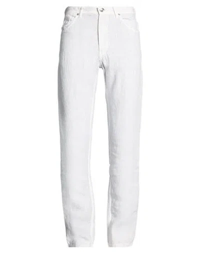 120% Lino Man Pants Light Grey Size 33 Linen In White