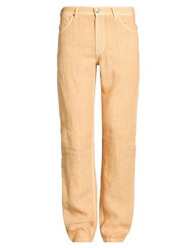 120% Lino Man Pants Marigold Size 38 Linen In Neutral