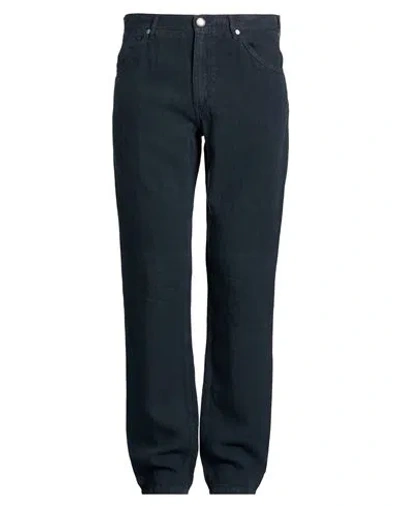 120% Lino Man Pants Midnight Blue Size 34 Linen In Brown