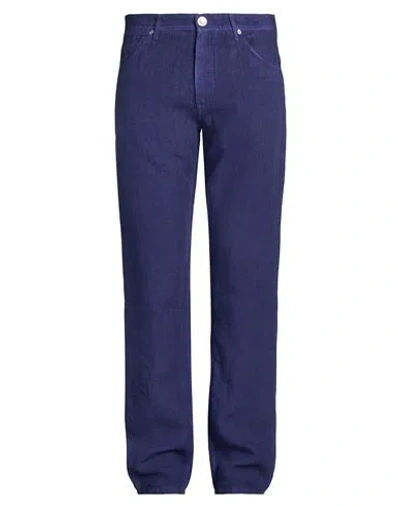 120% Lino Man Pants Midnight Blue Size 36 Linen