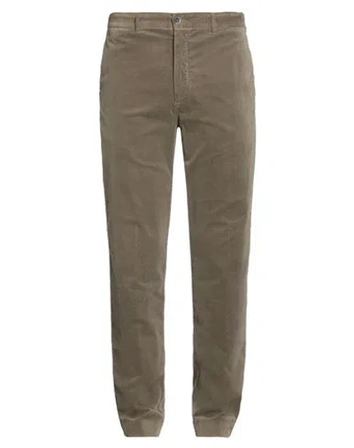 120% Lino Man Pants Military Green Size 38 Cotton, Elastane In Gray