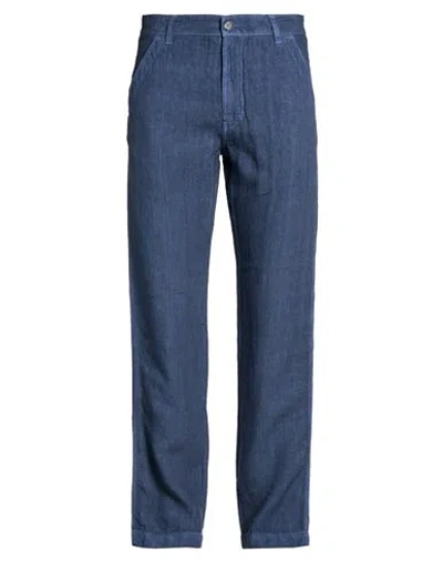 120% Lino Man Pants Navy Size 32 Linen