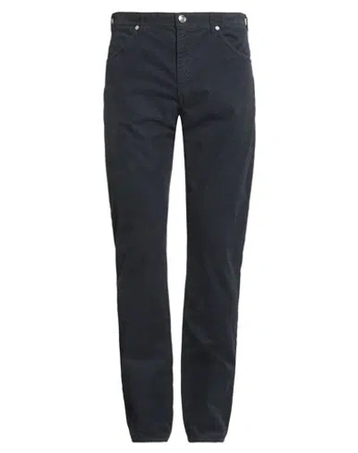 120% Lino Man Pants Navy Size 34 Cotton, Elastane In Blue