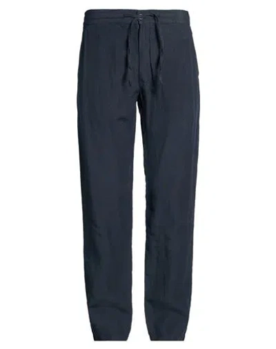 120% Lino Man Pants Navy Size 40 Linen In Blue