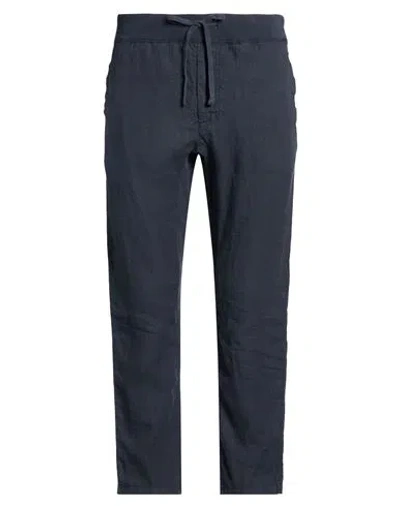120% Lino Man Pants Navy Size 40 Linen In Blue