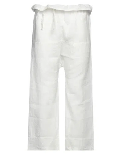 120% Lino Man Pants Off White Size L Linen