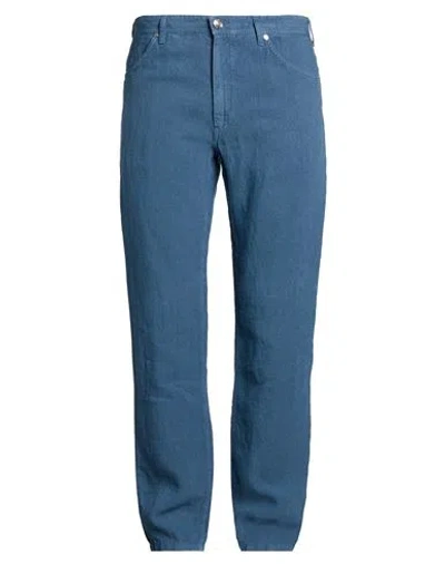 120% Lino Man Pants Slate Blue Size 36 Linen