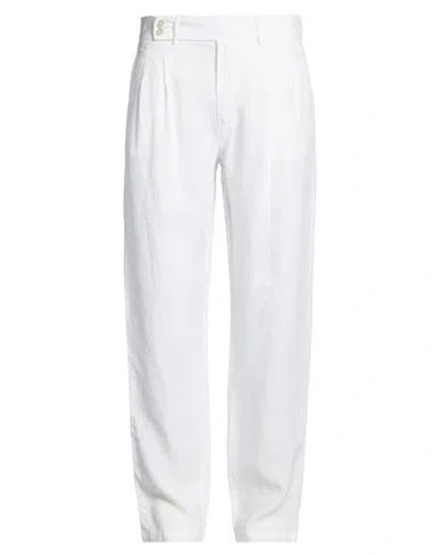 120% Lino Man Pants White Size 32 Linen