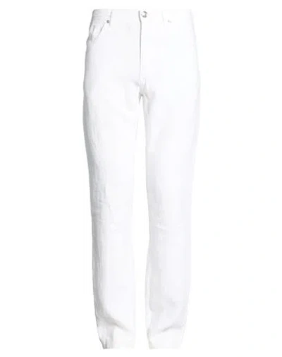 120% Lino Man Pants White Size 34 Linen