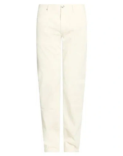 120% Lino Man Pants White Size 38 Cotton, Elastane