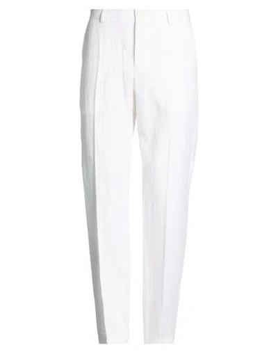 120% Lino Man Pants White Size 38 Linen