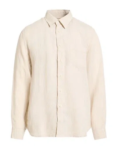120% Lino Man Shirt Beige Size L Linen In Neutral