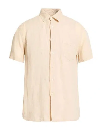120% Lino Man Shirt Beige Size L Linen In Neutral