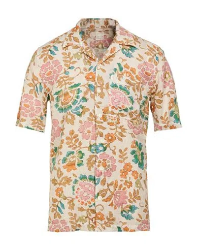 120% Lino Man Shirt Beige Size Xl Linen In Sand