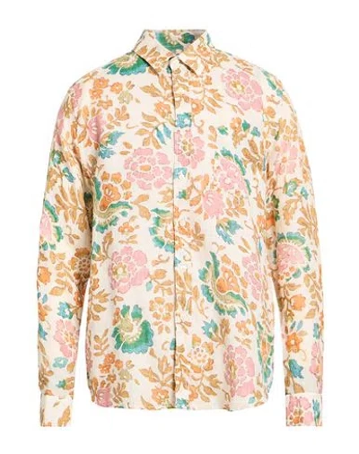 120% Lino Man Shirt Beige Size Xxl Linen In Multi